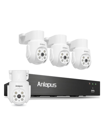 Anlapus 2MP Wired Security Camera System with Audio 8CH 3K Home CCTV DVR 1080P 360°View Pan/Tilt Surveillance Cameras Outdoor Indoor