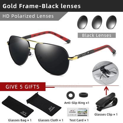 CLLOIO Men Classic Aluminum Polarized Sunglasses