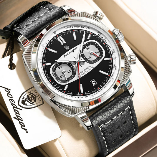 POEDAGAR Fashion Original Men Wristwatch Luminous Waterproof Date Chronograph