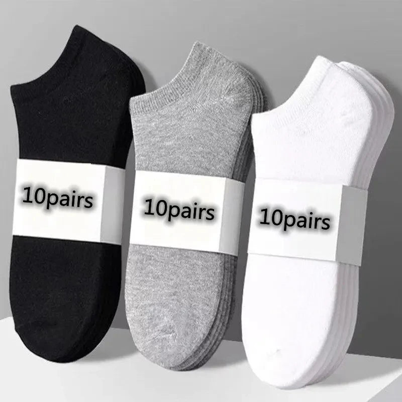 10pairs / Low Black And White Gray Cotton Socks Men's Socks