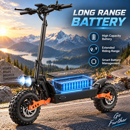ASKGO Electric Scooter for Adults, 1500W Peak Motor, 48V 20Ah Battery, 65 Miles Long Range, Up to 28MPH Top Speed, 11" Fat Tires, Foldable Off-Road E-Scooter for Commuting, UL2272 Certified