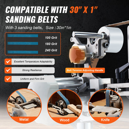SucceBuy Belt Grinder Sander 30 x1-Inch Variable Speed Belt Polisher W/VFD 550W Grinding Polishing for Metalworking Knife Making