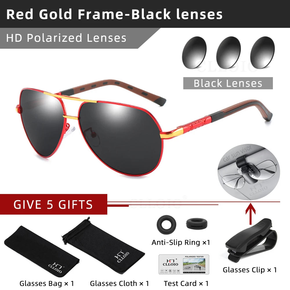 CLLOIO Men Classic Aluminum Polarized Sunglasses