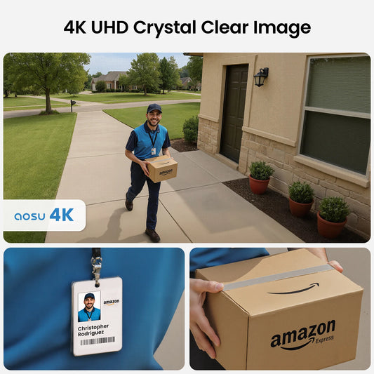 AOSU 4K UHD Solar Camera 2/3/4 pcs Wireless Outdoor 100% Wire-free Security Camera 5000mAh 8MP Wifi Camera AI Detection CCTV Cam