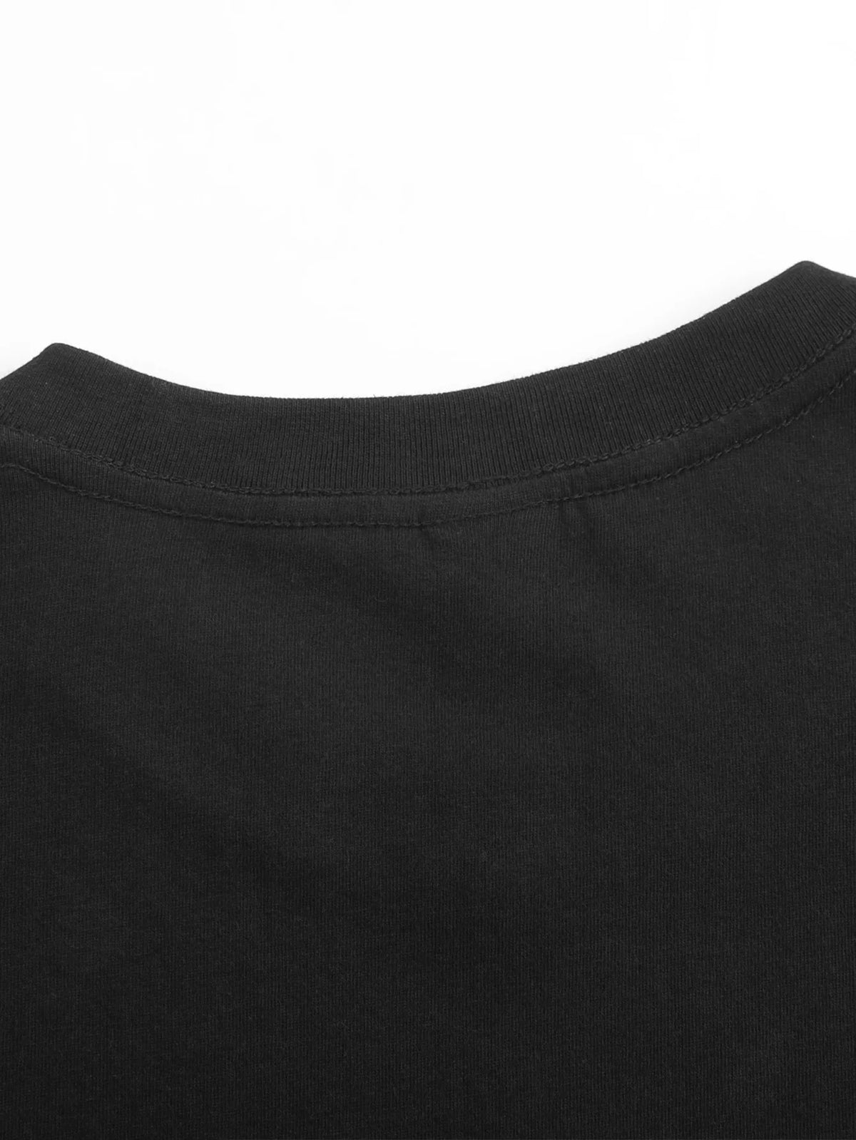 Men's Crew Neck T-Shirt, Loose Version Black Lightweight Cotton