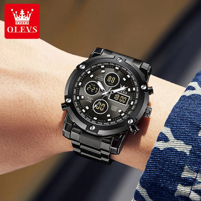 OLEVS Men's Watches Original Multifunctional Wlectronic Watch for Man Waterproof Luminous Alarm Clock