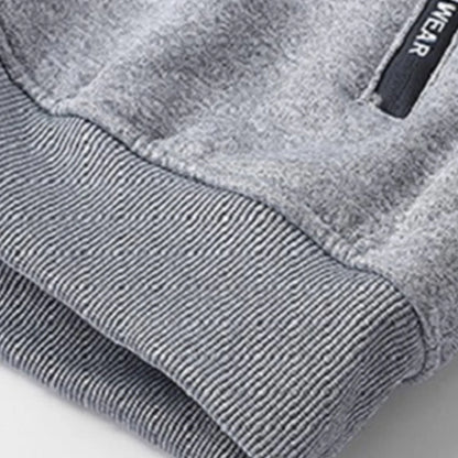 New Men's Solid Color Fleece-Lined and Thickened Winter Hooded Drawstring Sweatshirt Cardigan,