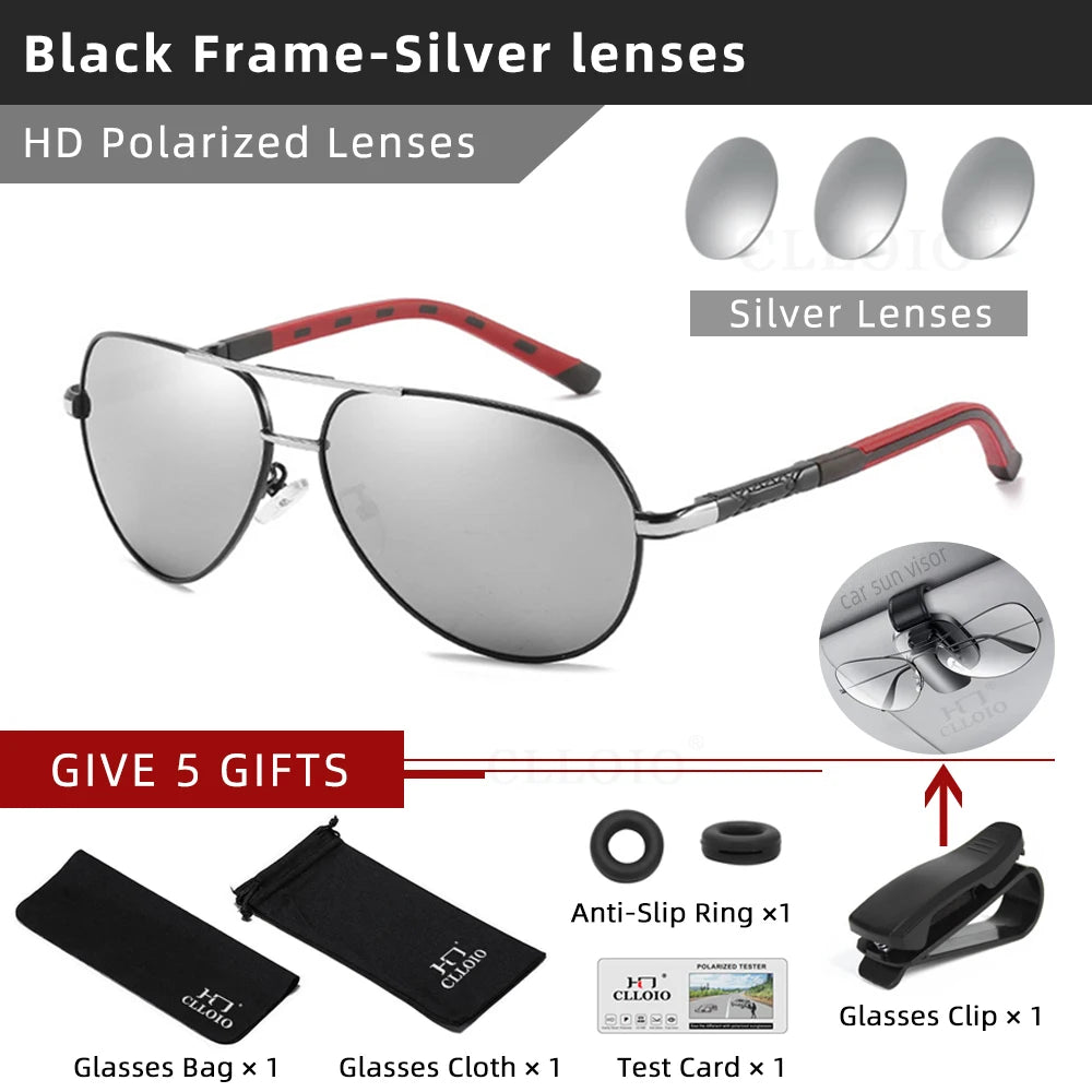 CLLOIO Men Classic Aluminum Polarized Sunglasses