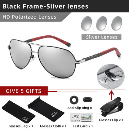 CLLOIO Men Classic Aluminum Polarized Sunglasses