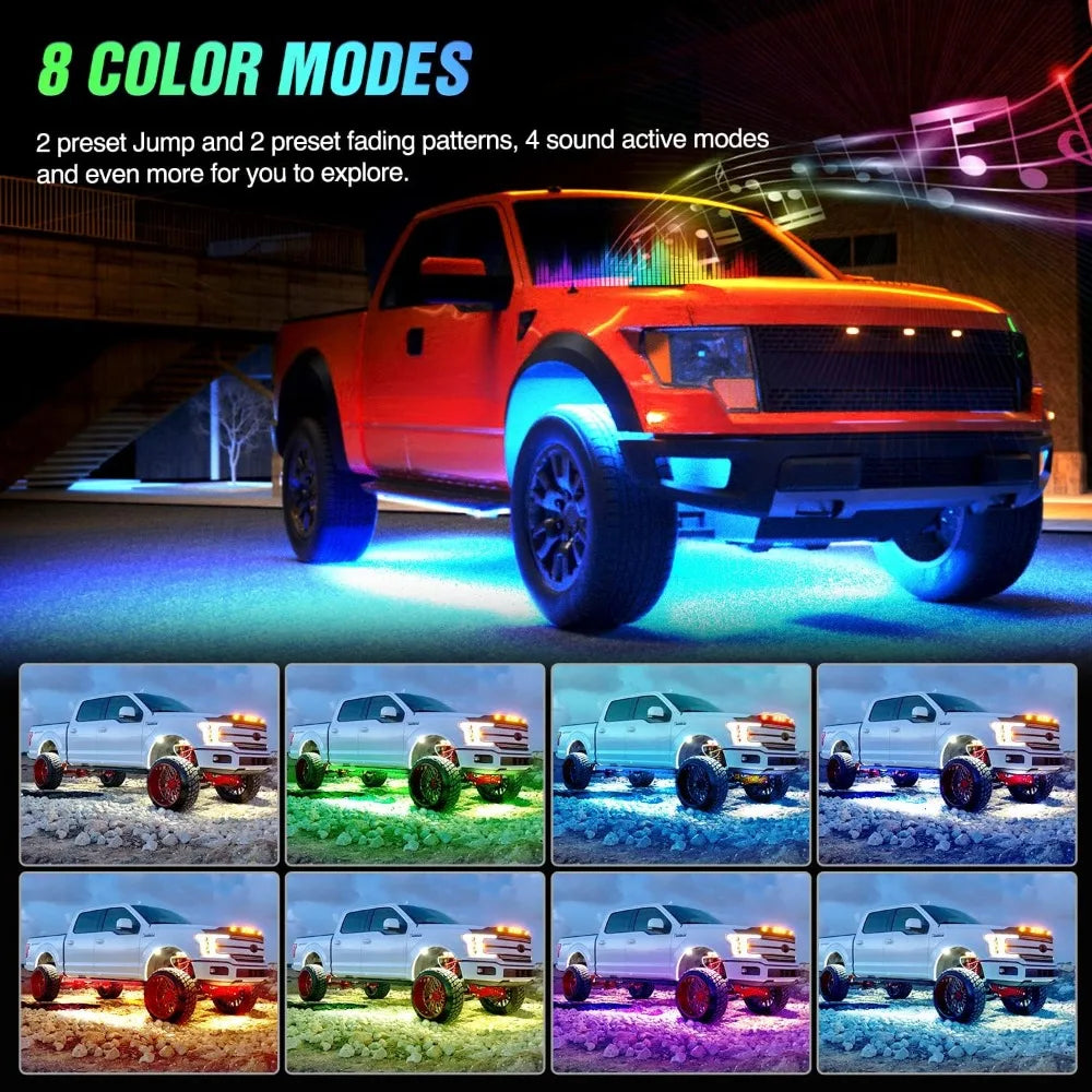 Car Underglow Neon Accent Strip Lights Atmosphere Lamp Neon Accent LED Light Strip App/Remote Control RGB Underbody Decorative