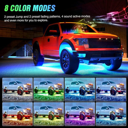 Car Underglow Neon Accent Strip Lights Atmosphere Lamp Neon Accent LED Light Strip App/Remote Control RGB Underbody Decorative