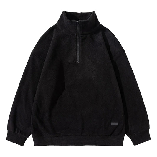 Mens Fashion Leisure Half Zipper Hoodless Pullover Long Sleeve