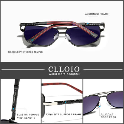 CLLOIO Men Classic Aluminum Polarized Sunglasses
