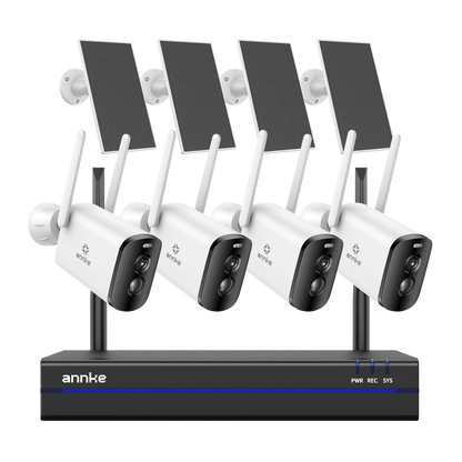 ANNKE 4MP Wireless Surveillance System 16CH NVR WiFi Surveillance Camera Kit Audio Battery Solar Surveillance Cameras Outdoor