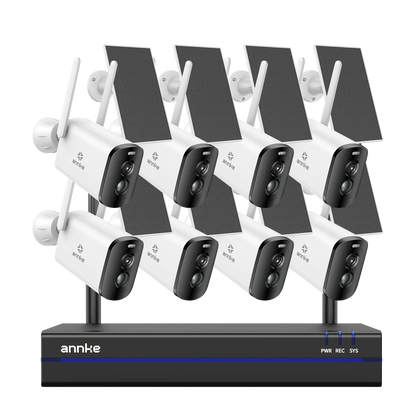 ANNKE 4MP Wireless Surveillance System 16CH NVR WiFi Surveillance Camera Kit Audio Battery Solar Surveillance Cameras Outdoor