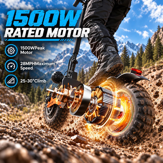 ASKGO Electric Scooter for Adults, 1500W Peak Motor, 48V 20Ah Battery, 65 Miles Long Range, Up to 28MPH Top Speed, 11" Fat Tires, Foldable Off-Road E-Scooter for Commuting, UL2272 Certified