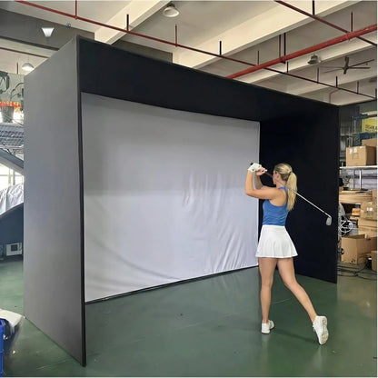 12X8FT Indoor Golf Simulators Enclosure  with HD Impact Screen & Durable Frame Golf Practice Simulator Enclosure Net For Home