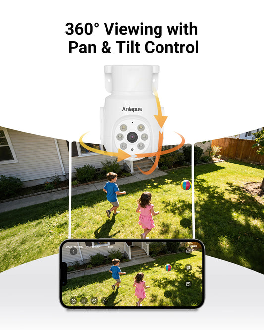 Anlapus 2MP Wired Security Camera System with Audio 8CH 3K Home CCTV DVR 1080P 360°View Pan/Tilt Surveillance Cameras Outdoor Indoor