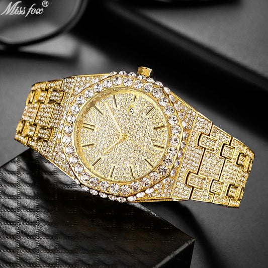 Missfox Men's Quartz Watch Luxury Fashion Hip Hop Cool Wristwatch For Male Waterproof Calendar Luminous Men Watches New Gift