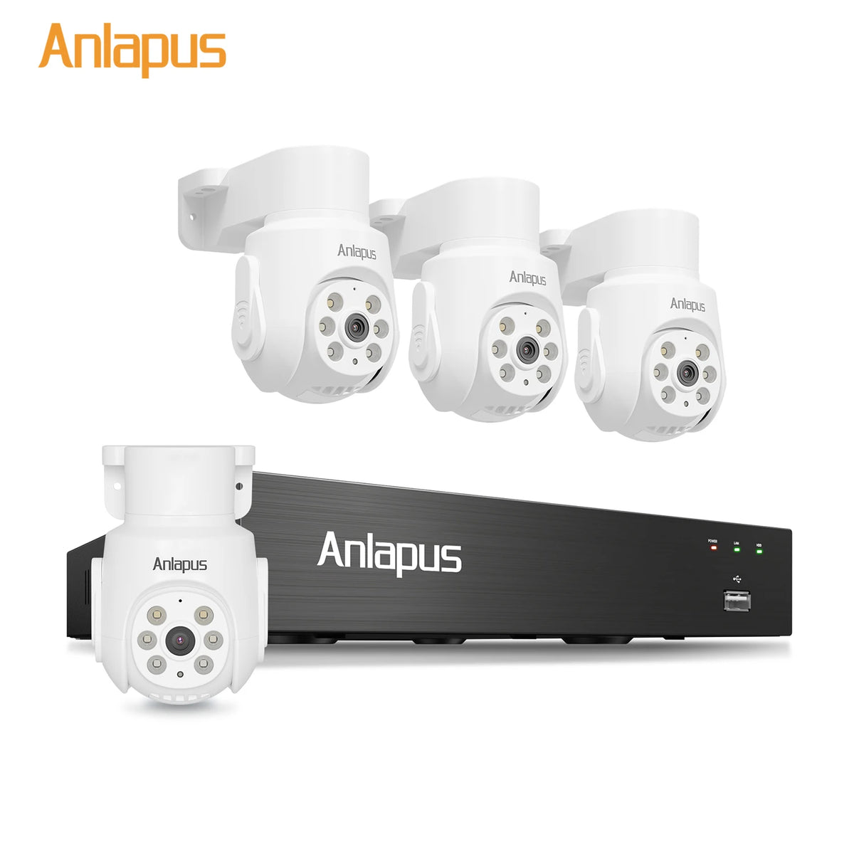 Anlapus 2MP Wired Security Camera System with Audio 8CH 3K Home CCTV DVR 1080P 360°View Pan/Tilt Surveillance Cameras Outdoor Indoor