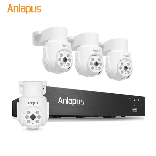 Anlapus 2MP Wired Security Camera System with Audio 8CH 3K Home CCTV DVR 1080P 360°View Pan/Tilt Surveillance Cameras Outdoor Indoor