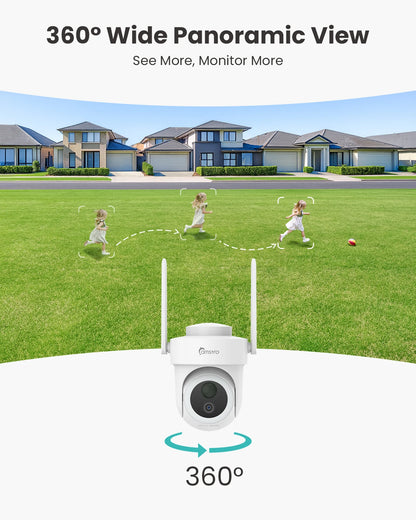 Camstro 4K Solar Wireless Security Camera System, 360° PTZ Home Surveillance Kit with AI Motion Tracking, 5G/2.4GHz Dual WiFi, Two-Way Audio, IP66 Waterproof