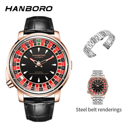 Fully automatic mechanical watch with Casino Roulette Rotating Disk