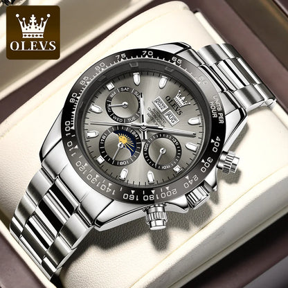 OLEVS 6654 Luxury Mens Watch Chronograph Automatic Mechanical Wristwatch Waterproof