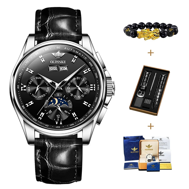 OUPINKE 3189 Men's Watch Top Brand Luxury Moonswatch Automatic Mechanical Watch For Men 50M Waterproof