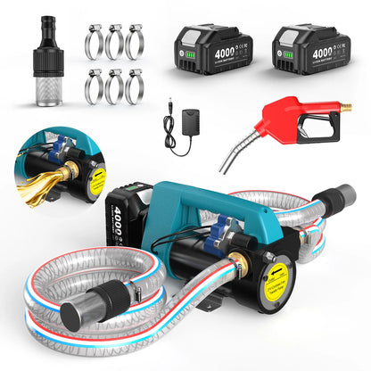 SEESII SP12 Ultra Cordless Fuel Transfer Pump for Diesel 260W Electric Car Fuel Pump Kit 21V 12GPM Portable Self-Priming Pump Automatic Stop Battery Powered Tool with 4.0Ah Battery for Makita