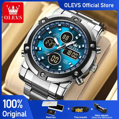 OLEVS Men's Watches Original Multifunctional Wlectronic Watch for Man Waterproof Luminous Alarm Clock
