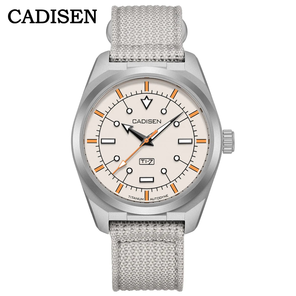 CADISEN TI-7 Autodyne Titanium Automatic Mechanical Watch Man Canvas Wristwatch