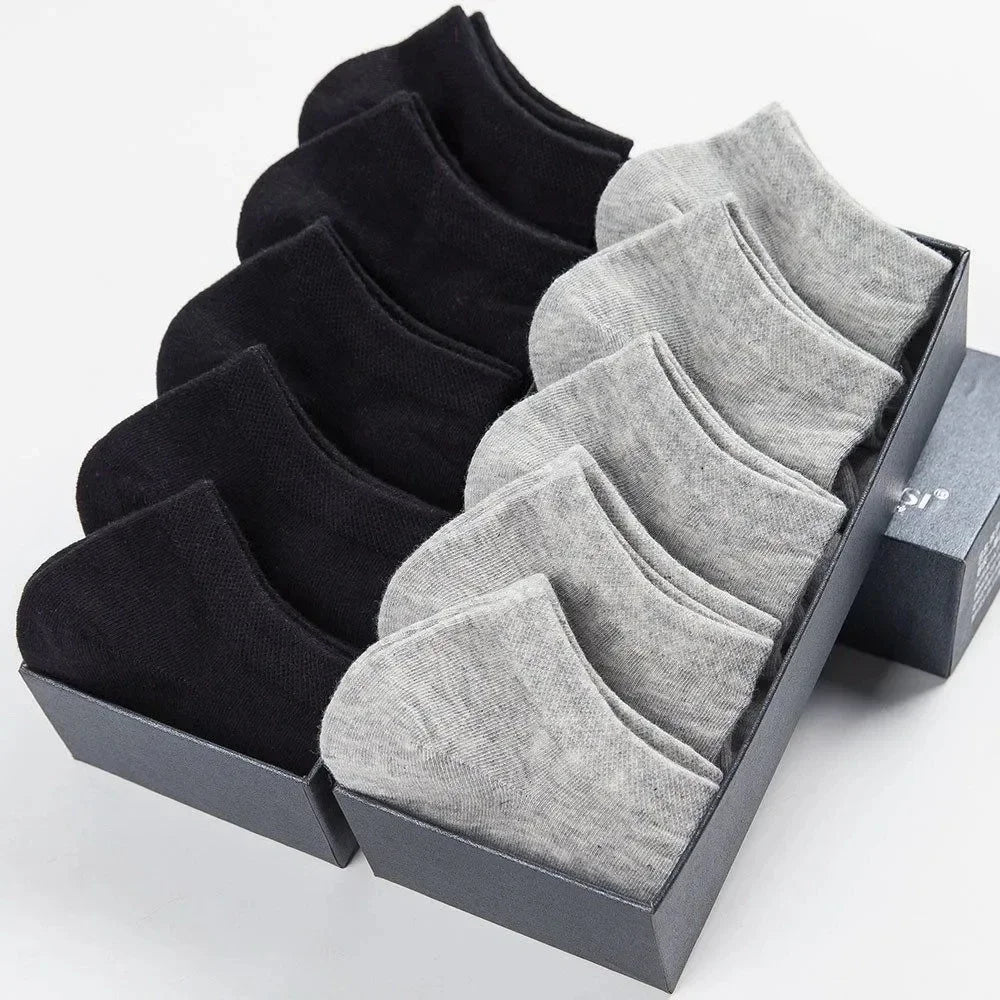 10pairs / Low Black And White Gray Cotton Socks Men's Socks