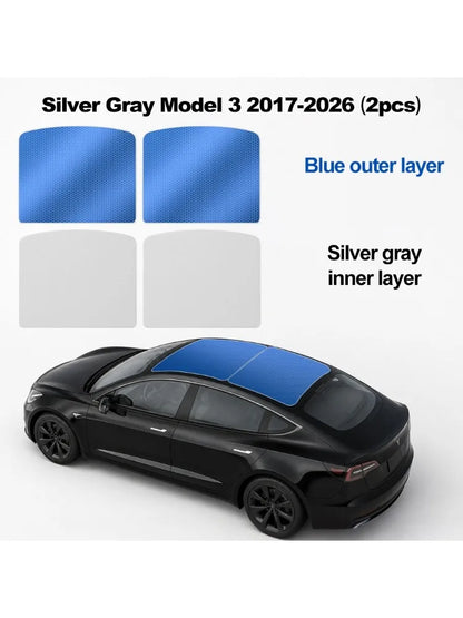 Roof Sunshade for Tesla Model 3/Y 2017-2025 – Panoramic Glass Roof Sun Protection Cover, Interior Sunshade with Storage Bag