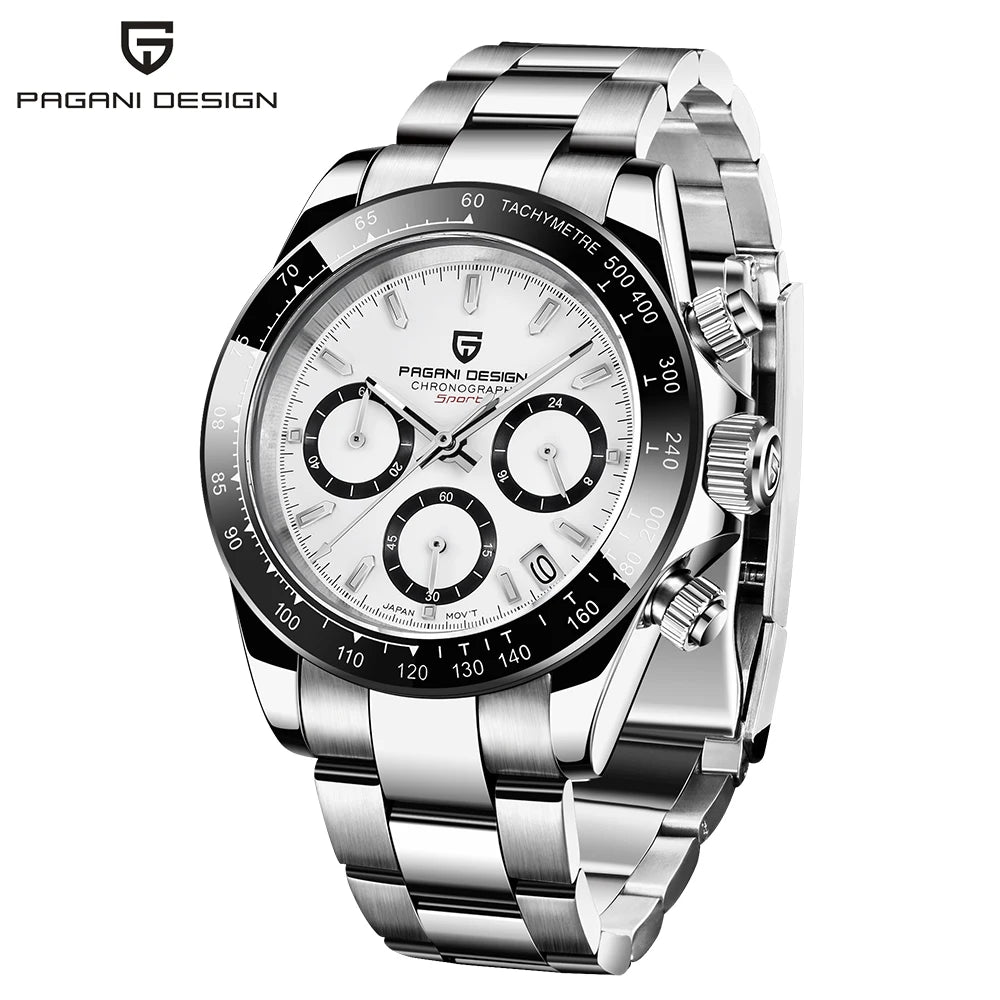 Pagani Design Top Brand Men's Sports Multifunctional Quartz Watch Sapphire Stainless Steel Waterproof Chronograph