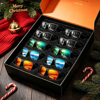 10PCS Men's and Women's Textured Square Polarized Sunglasses,