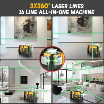 2026 Dewalt DW089LG 12V Vertical & Horizontal, 12 Line, Ideal for Indoor/Outdoor Project Lithium Green Laser Level 3 Sided 360°