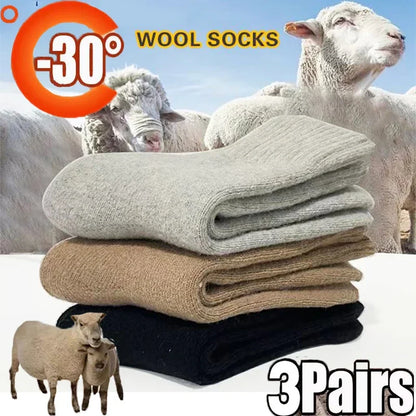 3pairs Merino Rabbit Socks Against Cold Snow Winter Warm Male Sox