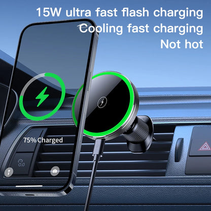 Fan Cooling Car Magnetic Bracket Wireless Charger QI1 Wireless Fast Charging Suitable for iPhone 12-17 Series Car Vent Installation Car Phone Holder