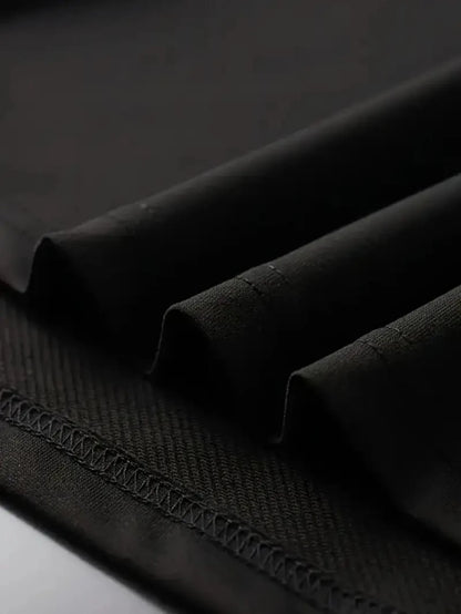 Men's Crew Neck T-Shirt, Loose Version Black Lightweight Cotton