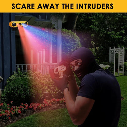 Outdoor Waterproof Solar Motion Alarm Detector, Solar Infrared Detector 130dB 13 Sound Siren Alarm Lights, Security Alarm Sensor