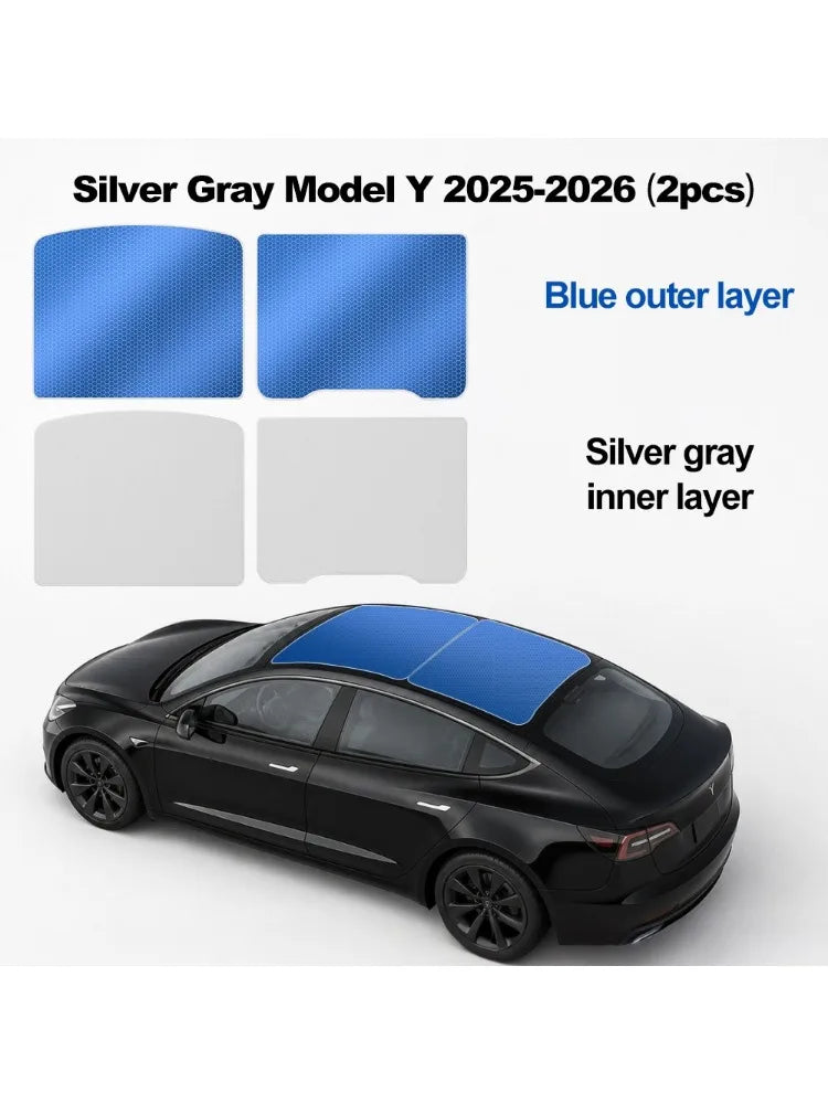 Roof Sunshade for Tesla Model 3/Y 2017-2025 – Panoramic Glass Roof Sun Protection Cover, Interior Sunshade with Storage Bag