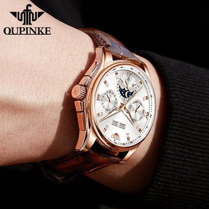OUPINKE 3189 Men's Watch Top Brand Luxury Moonswatch Automatic Mechanical Watch For Men 50M Waterproof