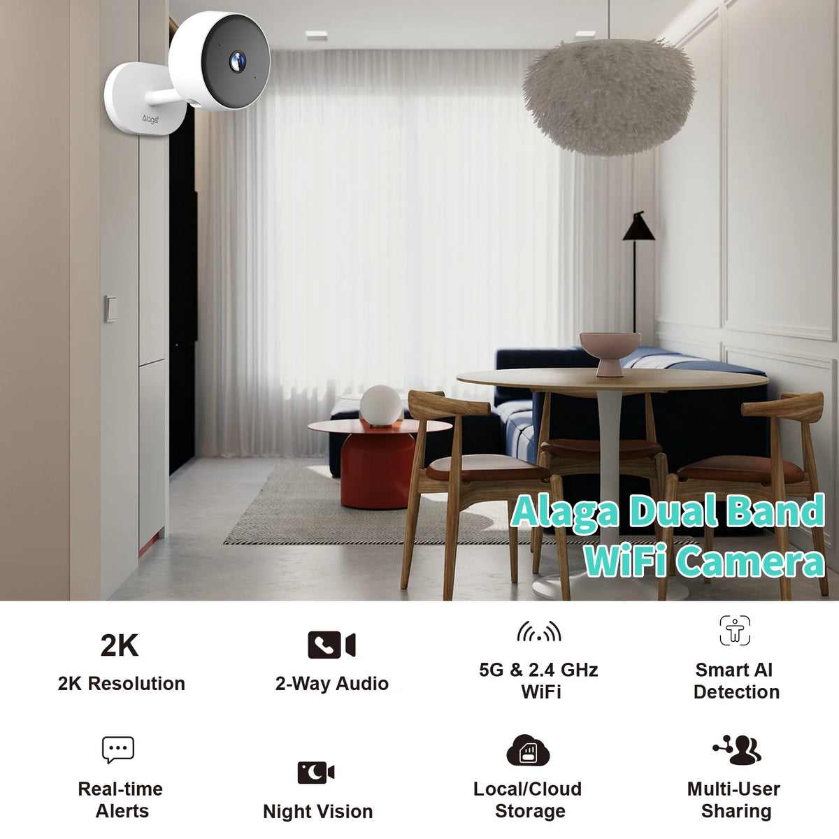Smart 3MP HD Indoor Home Security Camera for Baby/Elder/Pet/Nanny, With Real-time APP Alert, 2-Way Audio, Human Body Detection