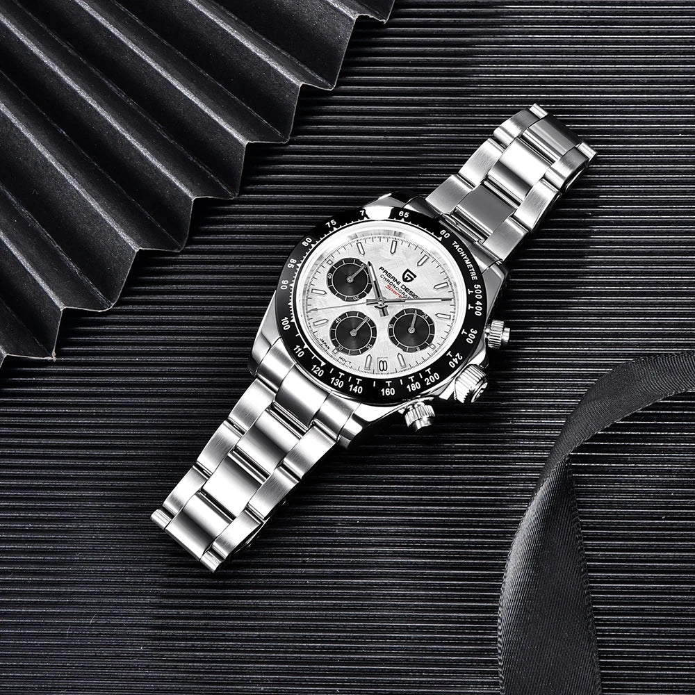 Pagani Design Top Brand Men's Sports Multifunctional Quartz Watch Sapphire Stainless Steel Waterproof Chronograph