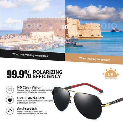 CLLOIO Men Classic Aluminum Polarized Sunglasses