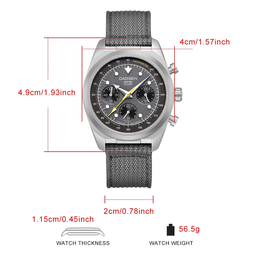 CADISEN Titanium TI-7 MULTISYNC New Moon Mens Watches Canvas