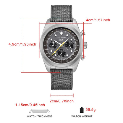 CADISEN Titanium TI-7 MULTISYNC New Moon Mens Watches Canvas
