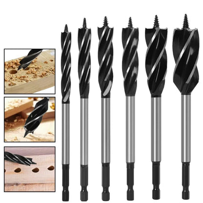 8pcs/Set High Carbon Steel 4 Flute Woodworking Drill Bit Set 10-25mm Self Tapping Hex Shank Precision Deep Hole Drills for Hardwood