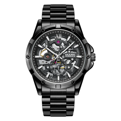 Mark Fairwhale Fashion Skeleton Dial Automatic Movement Stainless Steel Band Luminous Men's Watch